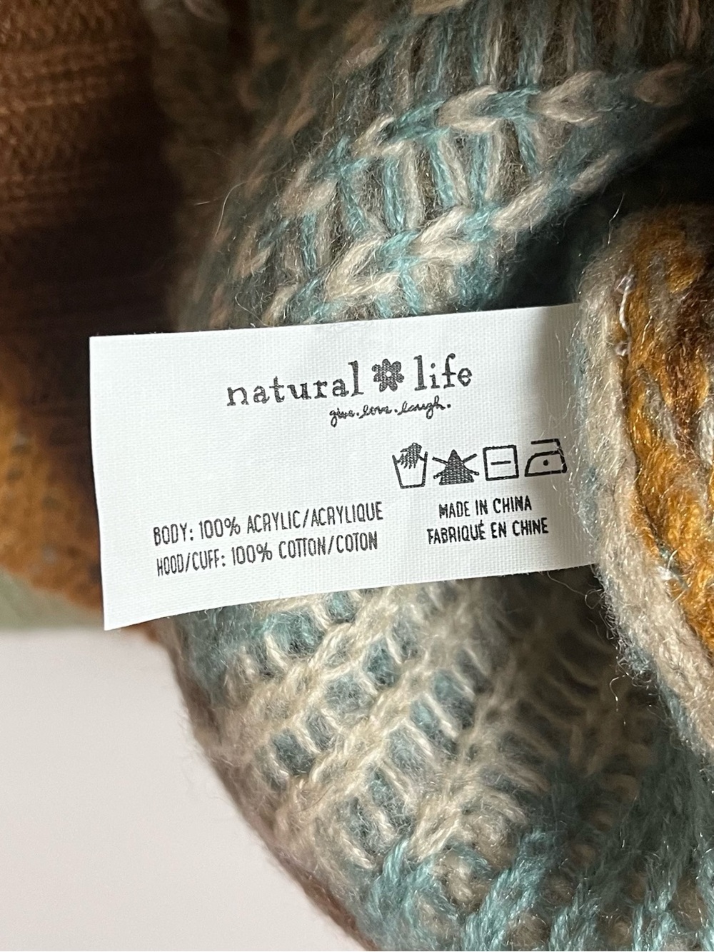 Natural Life Dreamer Jacquard Hoodie Sweater L/XL Butterfly Floral Boho Eclectic - Picture 7 of 12